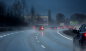 Cars driving in rain in Rockville, MD