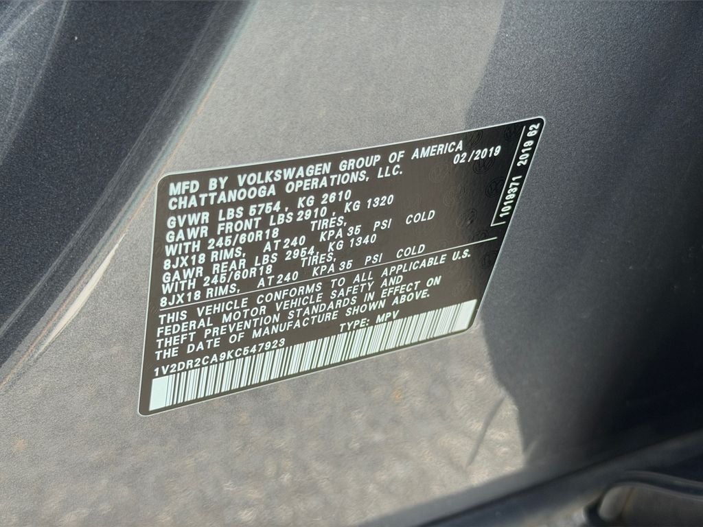 2019 Volkswagen Atlas 3.6L V6 SE