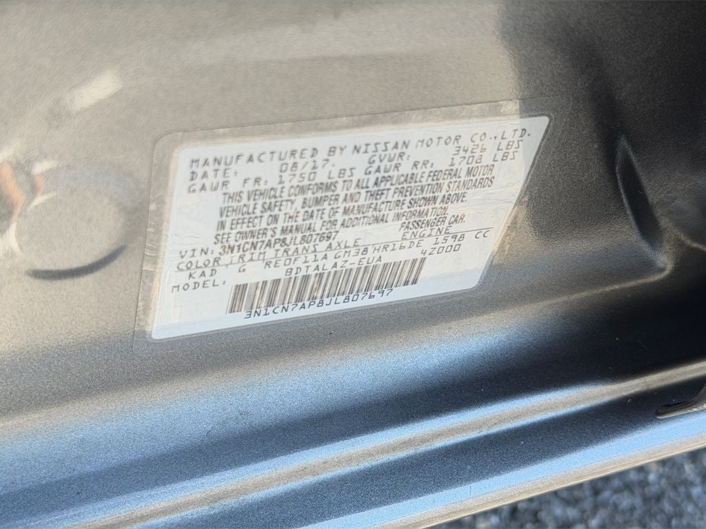 2018 Nissan Versa 1.6 S Plus