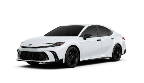 2026 Toyota Camry Hybrid Nightshade in Ice Cap, shown in a 3/4 front driver side.
