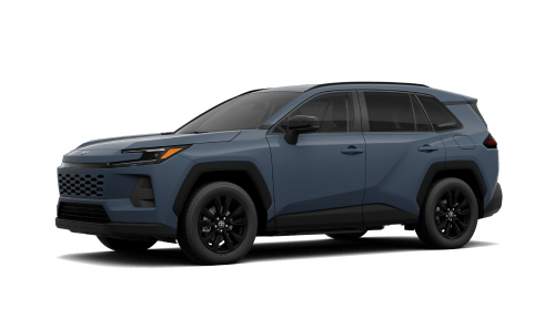 2026 Toyota RAV4 Hybrid XLE Premium AWD in Storm Cloud, shown in a 3/4 front driver side.
