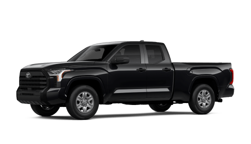 2026 Toyota Tundra SR in Midnight Black Metallic, shown in a 3/4 front driver side.